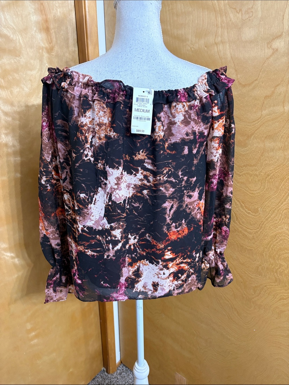 NWT I.N.C. International Concepts Nomad ll Gisele Glaze Off The Shoulder Blouse - Picture 5 of 16